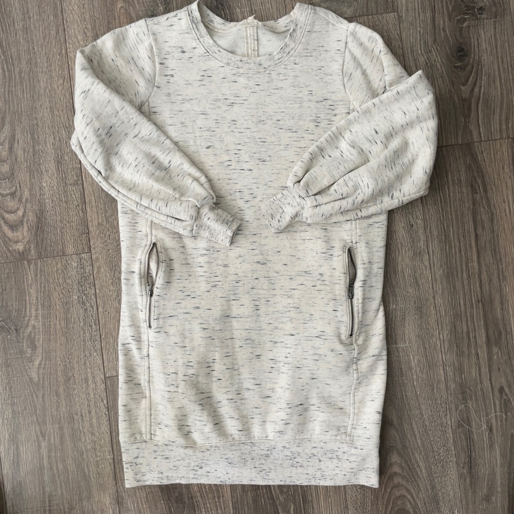 Loft Outlet Lounge Space Dye Sweatshirt Dress Cream Grey XS 480332